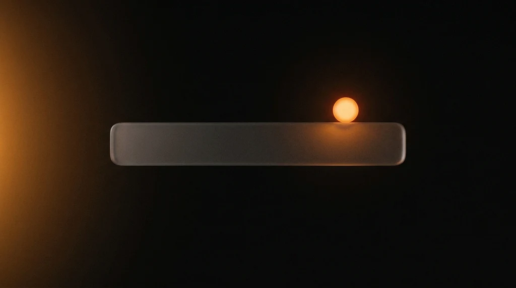 A glass range-slider panel with a glowing orange marker set toward the upper end of the track